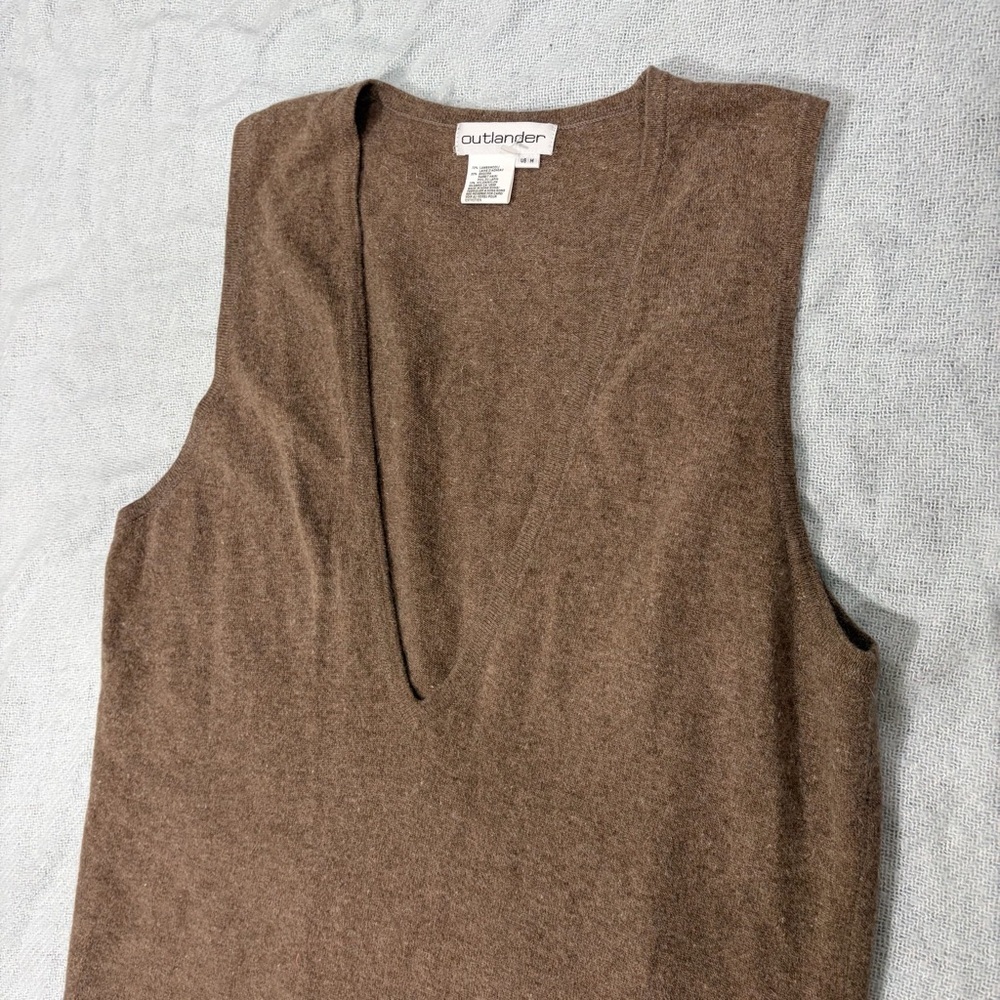 Outlander Sleeveless Low V Neck Lambwool Rabbit Hair Knit Tunic Dress Sz M - Picture 5 of 9